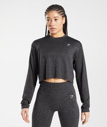 Dámské Long Sleeve Gymshark Adapt Animal Seamless Černé | CZ 3524QMA